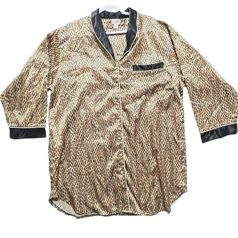 Barbizon Sleep Shirt Women's Plus Size 2X Leopard Animal Print Y2K Glam, Vintage